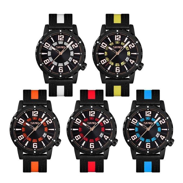 

1 pair fashion casual men's quartz watch creative cutout design calendar three-piece watch men's waterproof, Slivery;brown