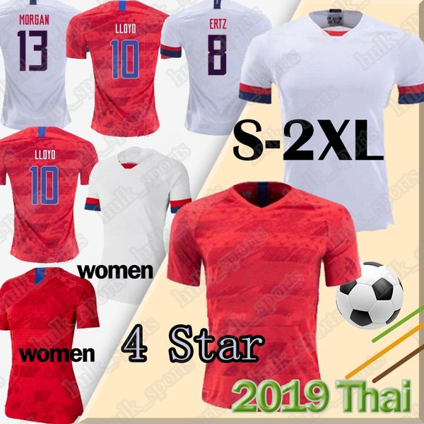 

4 Star 2019 World Cup Women USA Soccer Jerseys LLOYD MORGAN RAPINOE maillot de foot PULISIC DEMP United States MEN thailand T-shirt