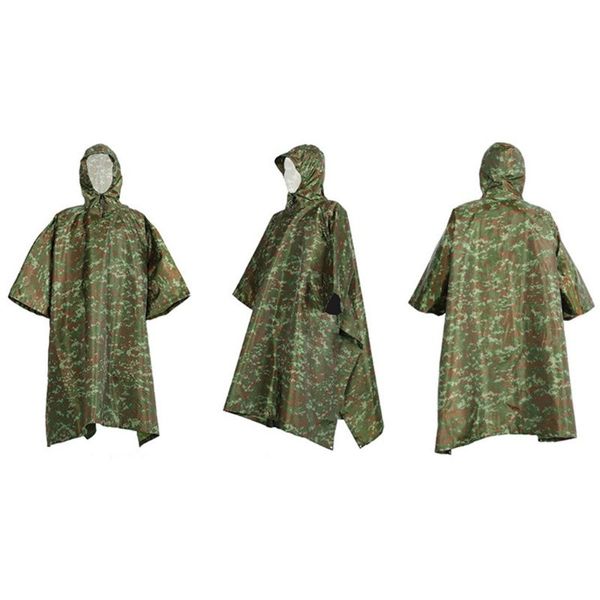 

waterproof rain poncho cape hooded packable cycling raincoat cover travel portable cmouflage shelter mat hiking camping, Blue;black