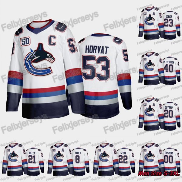 

53 bo horvat 2000s night jersey alexander edler brandon sutter cam neely chriser tanev daniel sedin elias pettersson vancouver canucks, Black;red