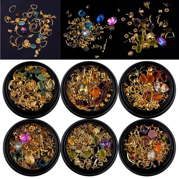 

1box nail art moon star gold metal rivet studs 3d diy charm decoration steampunk style nail decoration health and beauty, Silver;gold