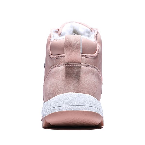 

2019 winter outdoor plush warm snow boots for women pu leather waterproof snow shoes pink fashion ankle boots woman big size 42, Black