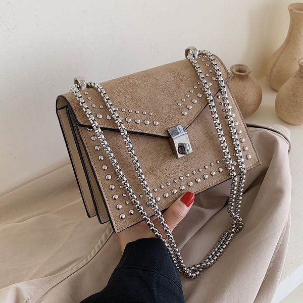 

ретро rivet crossbody сумки для женщин 2019 новых высокого качество pu кожи дамы дизайнер сумки замка цепи плечо сумки
