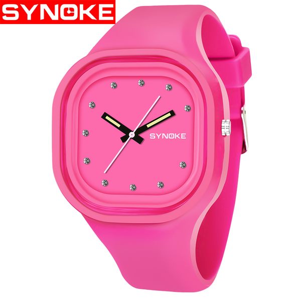 

synoke fashion quartz watches men women sport wrist watch brand famous male female clock silicone quartz-watch relogio clock, Slivery;brown