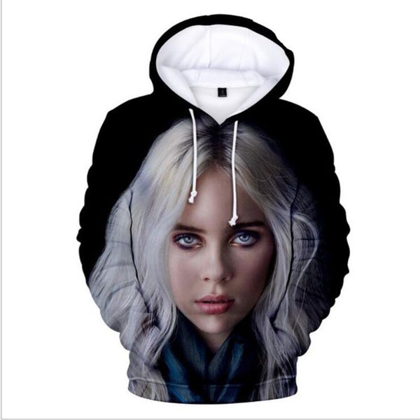 

hip hop fashion brand clothing billie eilish 3d print oversized hoodie be women hooded sweatshirts casual pullovers, Black