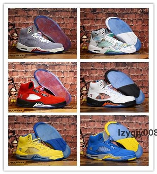 

2019 new arrive jumpman 5 v multicolor white wings graffiti basketball shoes for mens trainers 5s sports sneakers size 36-47