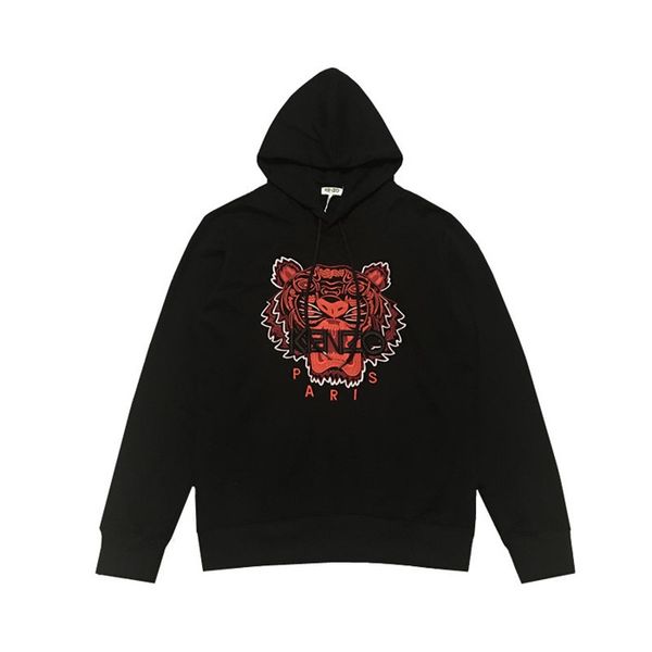 

2020 explosion women's men's hoodie new products turtleneck sweatshirt tiger embroidered sweater 08, Black