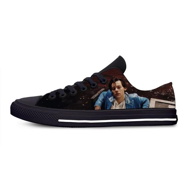 

harry music singer cool fashion pupular casual canvas shoes lightweight breathable 3d print sneakers for men women, Black