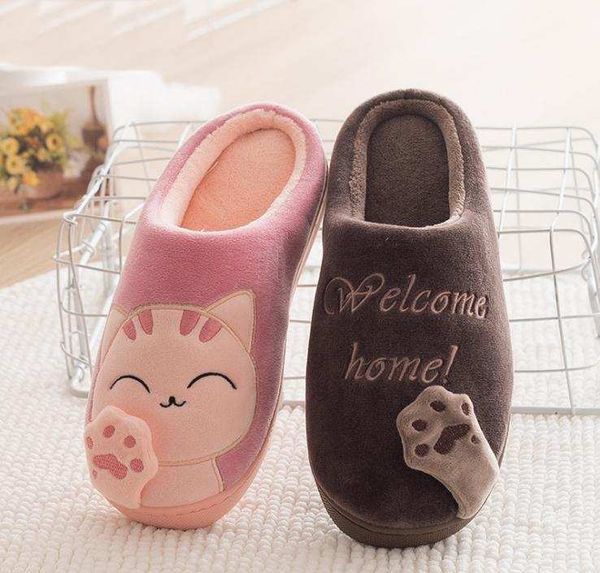 

cat pattern slippers home cartoon slippers household cotton slipper girls cute slipper adorable indoor scuffs zy939, Black