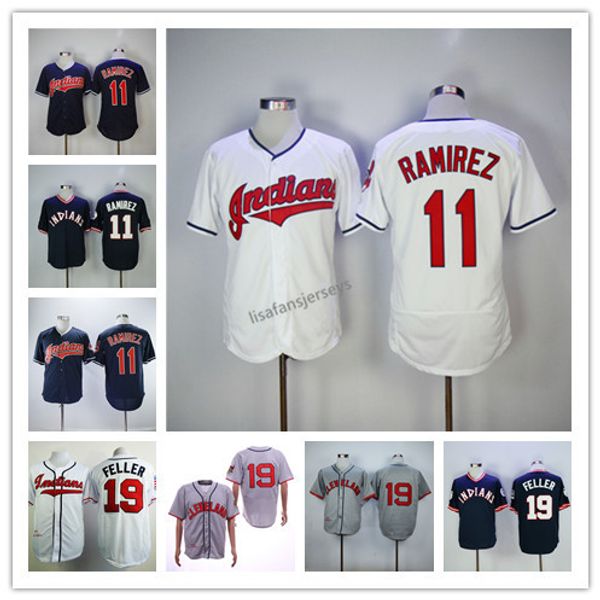 

Mens 11 Jose Ramirez 19 Bob Feller stitched jerseys Home Away Road jersey Embroidered cheap wholesale jerseys S-XXXL