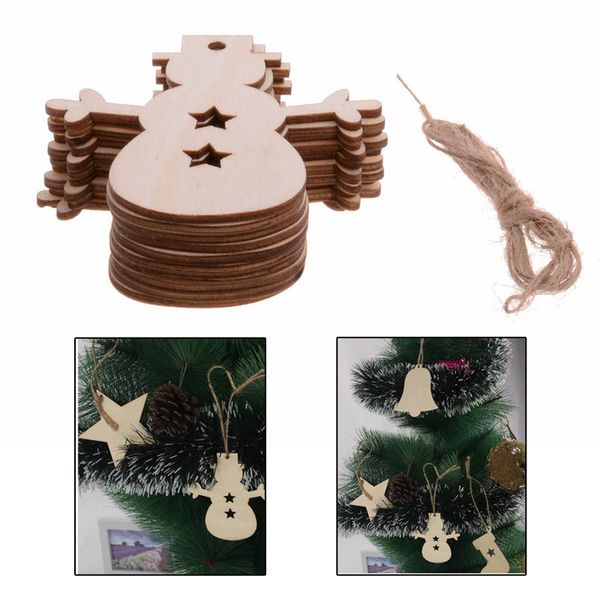 

горячие 10шт висячие рождественские древесная стружка дерева украшения xmas подвеска свадьба день рождения украшения настольные игры искусст
