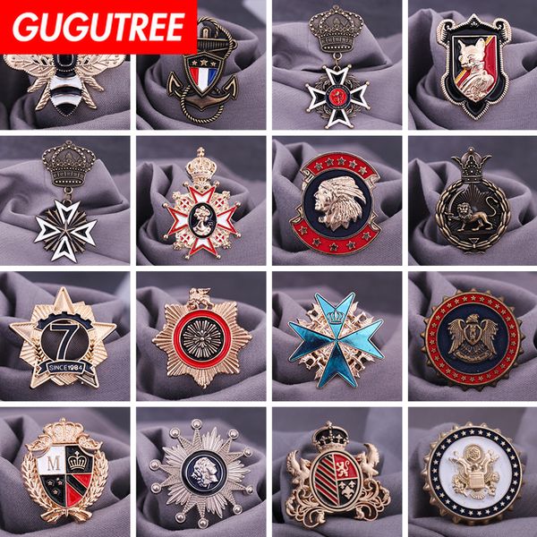 

gugutree brooch breastpin army rank bee flower star crown lion patch metal patches badges applique patches for clothing hh-33, Black
