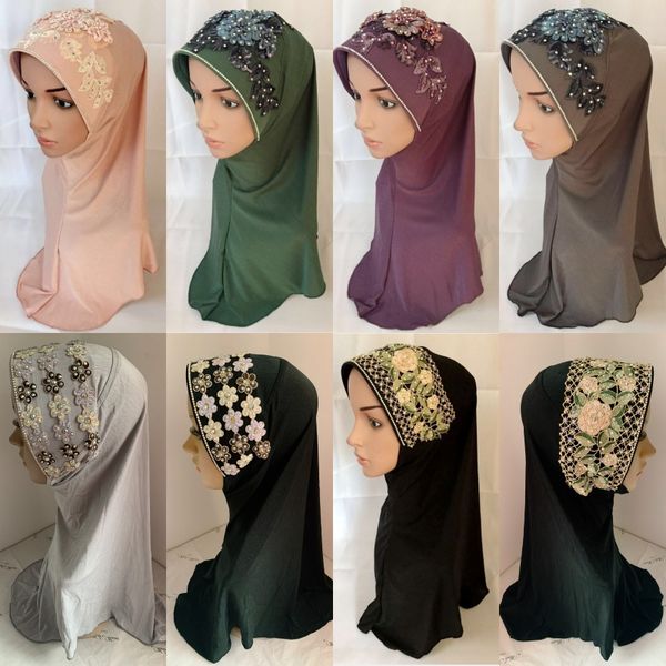 

ethnic clothing muslim flowers amira hijab wrap headscarf shawl beanie islamic ramadan one pieces headcover women turban bonnet headwear jil, Red