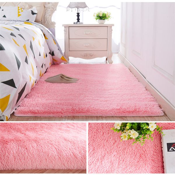 

living room coffee table blanket nordic style long hair carpet bedroom bedside mat thickened washed silk hair non-slip rug
