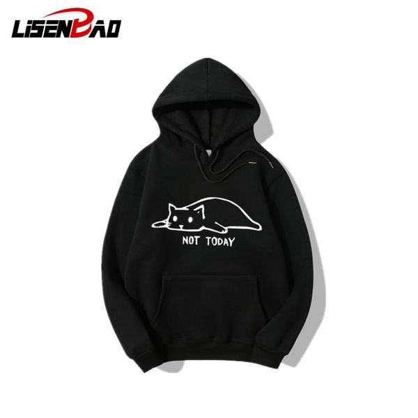 

lisenbao autumn winter thick hoodie men clothes cotton hip hop hoodies not today long sleeve hoodie hooded sweatshirts s-xxl, Black