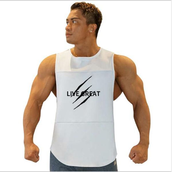 

2019 gyms workout sleeveless shirt tank men bodybuilding clothing fitness mens sportwear vests muscle men tank, White;black