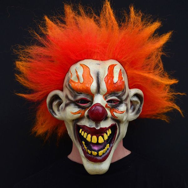 

злой Ѭанй ллођин flame clown mask Ѭезиновй лаек волоами мено джокеѬ halloween pa