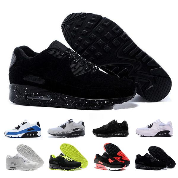 

2018 new classic 90 running shoes for men women triple black red white sports trainer surface breathable designer sneakers size 36-46, White;red