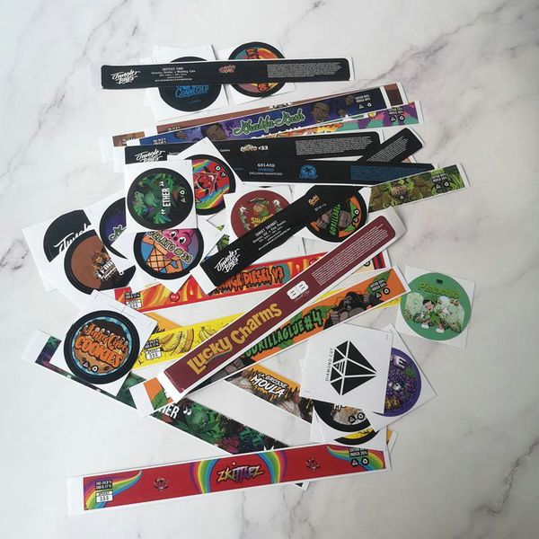 

24 flavors hologram sticker for 35 gram 60ml thin mint cookies plastic jar tank dry herb flower container with flavor stick zlshop07 hvt