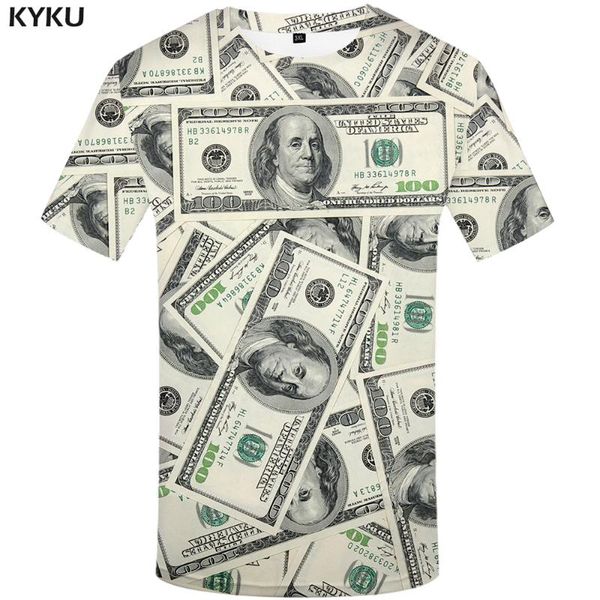 

kyku brand the dollar t shirt money t-shirts 3d t-shirt mens funny t shirts men 2020 hip hop mens clothing casual tshirt, White;black
