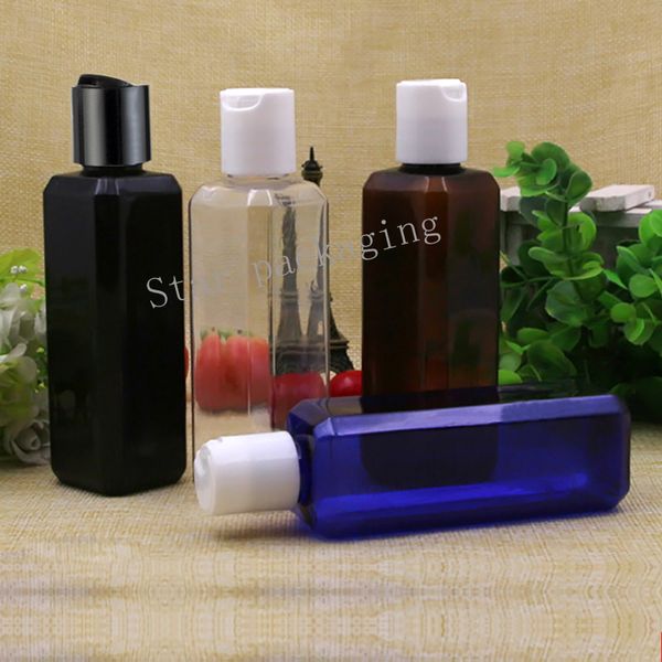 100 pcs 100ml Reciclagem de garrafas cosméticas Chiaki capa limpador, shampoo preto vazio quadrado quadrado recipiente
