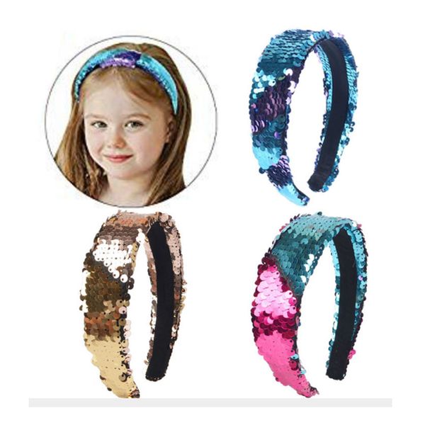 

new designer fish scale headbands double-sided reversible sequin headband fashion hair jewelry party gifts for girls women 8 colors, Silver
