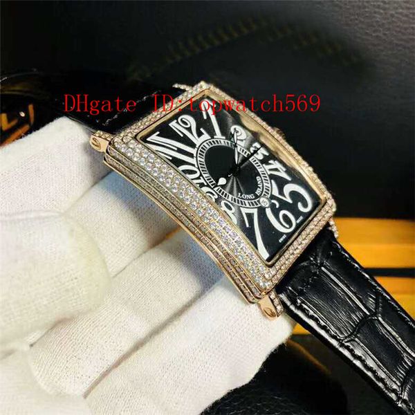 

diamond long lsland 1150 mens watch wristwatches swiss quartz movement sapphire crystal rectangle 18k rose gold case diamond bezel, Slivery;brown