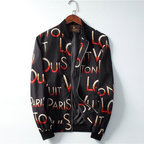 

factory outlet brand 2019lv jackets long sleeve cotton blend size m-3xl one coler mens jackets zipper pocket animal flower letter, Black;brown