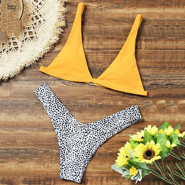 

bikinis women new high cut leopard bikini set swimwear female bathing suit swimsuit female beachwear with pad, White;black