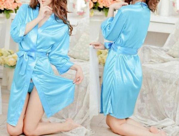 

blackday fashion solid color satin lace underwear women's silk v-neck dress doll nightdress pajamas robe for women, Black;red