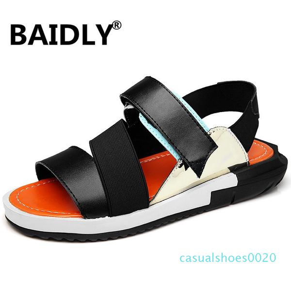 

fashion man beach leather sandals summer outdoor sandals shoes roman men casual shoes krasovki tenis slippers c20, Black