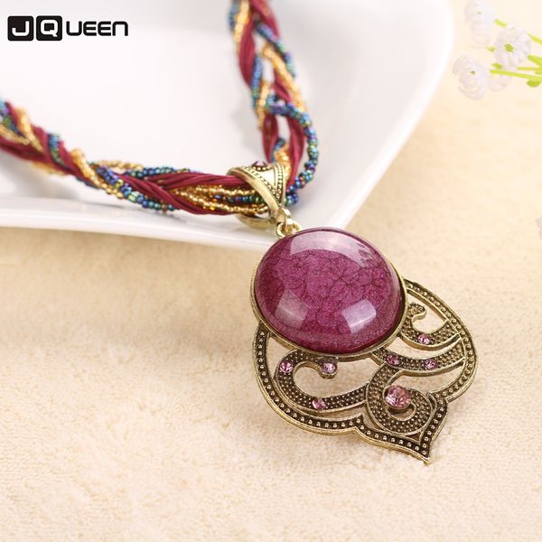 

2018 new trend bohemia long chain necklace vintage retro colorful crystal pendant neckalce woman fashion jewelry accessories, Silver