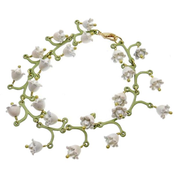 

жемчужная долина лилия орхидея металлическая краска дамы браслет ювелирные изделия свадебные аксессуары, Black