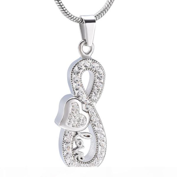 

ijd9988 infinity love ashes urn pendant stainless steel cremation human pet urn pendant cremation pendant for memorial jewelry, Silver