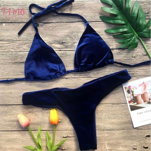 

gold velvet nylon micro bikini push up swimsuit lacing swimwear women mayo biquini banador mujer maillot de bain stroj trikini, White;black