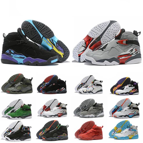 

new classic men basketball shoes 8 8s valentines day aqua south beach chrome reflective bugs bunny raid playoff mens trainer sports sneakers, White;red