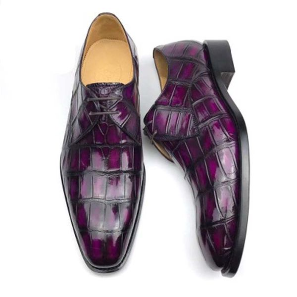 

chue genuine crocodile leather business men shoes men low help crocodile round head with shoes, Black