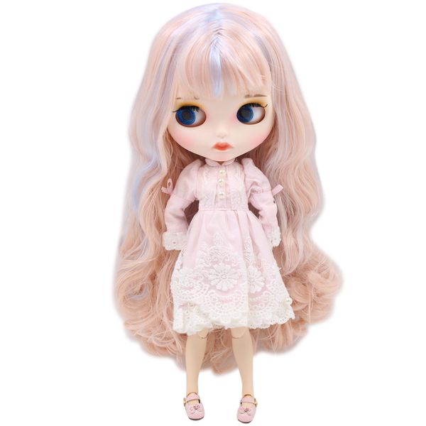 

fortune days icy 1/6 bjd no.bl2352/6005 pink mix blue hair carved lips matte face with eyebrow customized face t200428