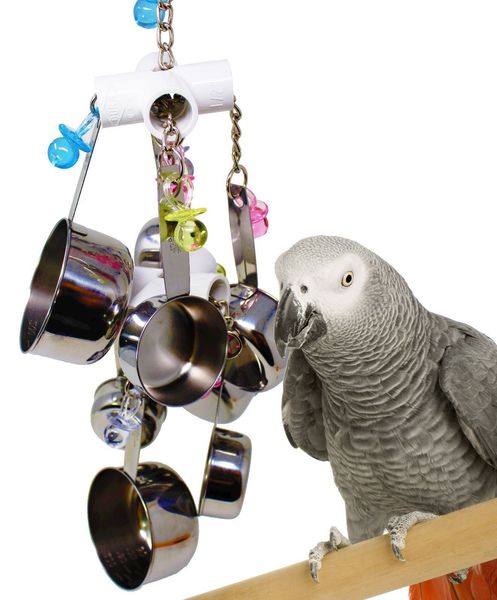 

parrot gnaw toys bird toys stainless steel 8 pot string swing climb the ladder