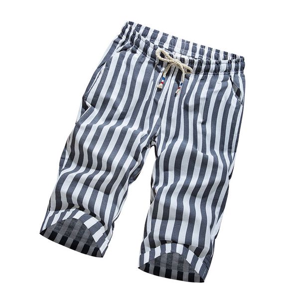

men's new style summer pure cotton vertical striped printed shorts casual versatile trend of fashion shorts men's pants, White;black