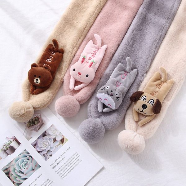 

дети девушки шарф плюшевый мех шарф милый медведь декор воротник шаль шеи теплее, Blue;gray