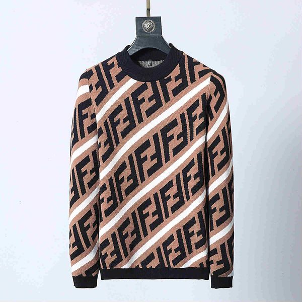 

new men's sweater pullover brand ladies letter embroidery long sleeve luxury sweater knitwear winter clothing13-fendi, White;black