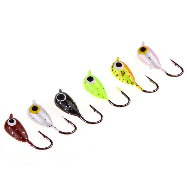 

6pcs/lot winter ice fishing lure 1.8cm 1.5g mini metal lead head hook bait jigging fishing barbed hook