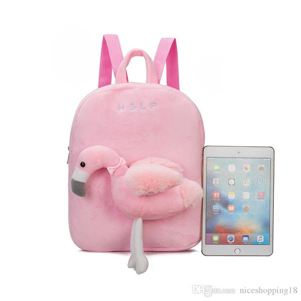 

bravo cartoon backpack kindergarten girls boys flamingo unicorn child backpack 100% polyester fiber removable plush shoulder bag