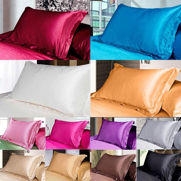 

20pcs charmeuse silk satin pillow cover solid color silk pillow cases double face envelope design pillow case dhl an2638