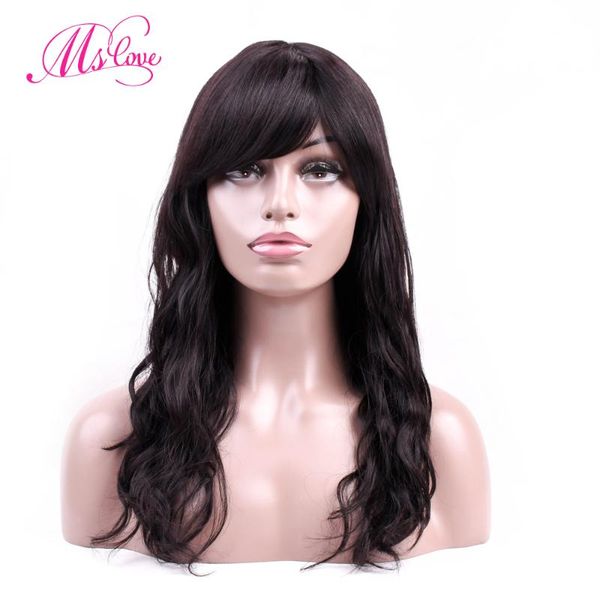 

ms love human hair wigs body wave long wig 18 inch brazilian wigs for black women non remy hair natural black 1b#, Black;brown