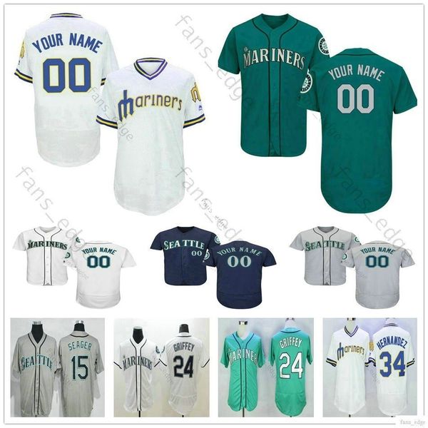 

Custom Seattle #51 Randy Johnson Robinson Cano 27 Ryon Healy 18 Yusei Kikuchi Mariners Man Woman Kids Youth Baseball Jerseys