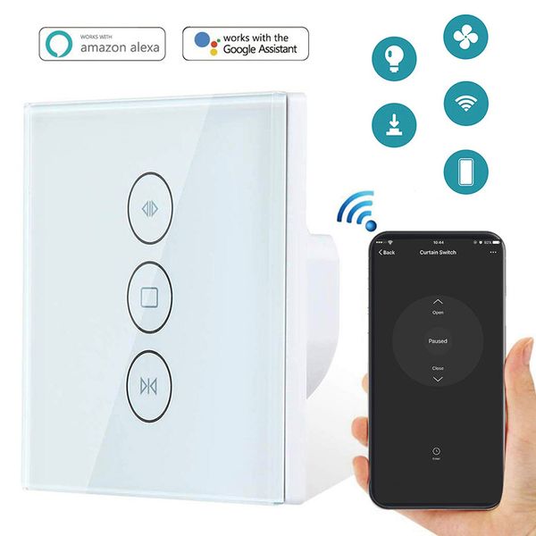 

wifi touch curtain switch wall switch voice control by alexa /google phone control for electric curtain motor smart home