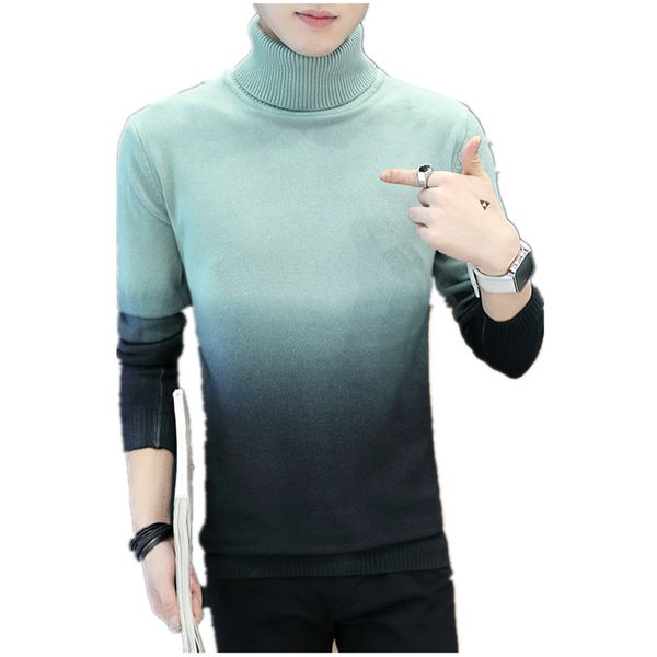 

winter thick warm men sweater turtleneck irregular color matching sweaters slim fit casual male high collar pullover, White;black