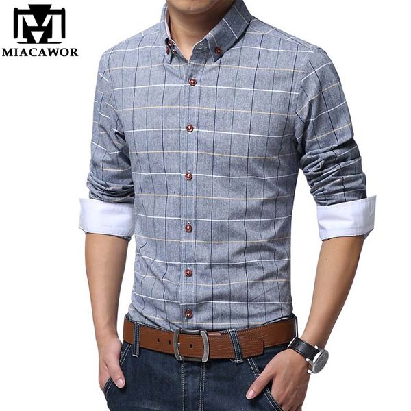 

Plus Size Shirts New 2018 Spring Casual Men Shirt Cotton Linen Mens Dress Shirt Slim Fit Plaid Shirt Long Sleeve Camisas Mc127